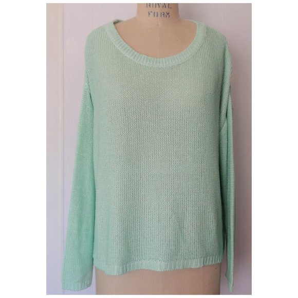 H&M MINT COATED SHAKER CREWNECK LONG SLEEVE SWEATER L NWT - Picture 5 of 6